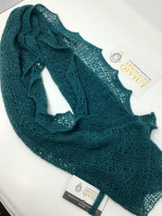100% Qiviut scarf- flowing lace - Turquoise