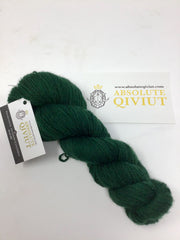 100% Qiviut yarn in 2 ply Leafy green 100 gram skein